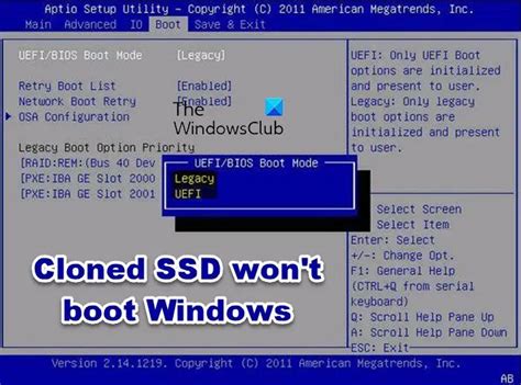 cloned disk doesn't show in boot order|ssd not detected boot order.